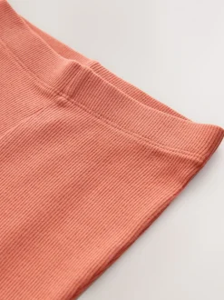 Orange Brown - Geribbelde flare legging (3 mnd-7 jr)