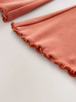 Orange Brown - Geribbelde flare legging (3 mnd-7 jr)