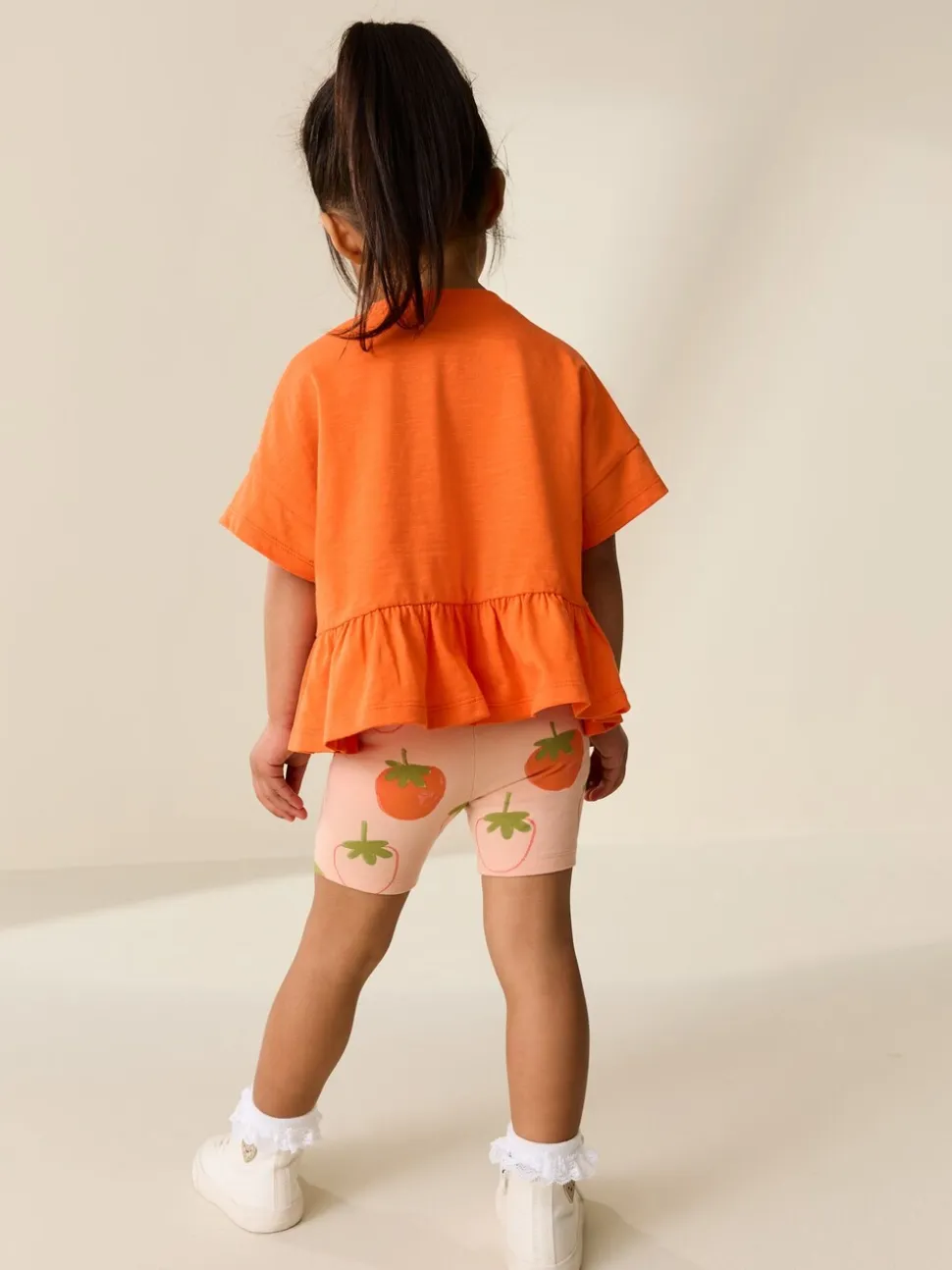 Orange Strawberry - Set van top met korte mouwen en short (3 mnd-7 jr)