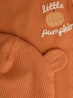 Oranje - Baby bodysuit met Lange mouwen en mutsje voor Halloween Set
