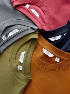 Oranje/Grijs/Groen/Marineblauw/Rood - Set van 5 ruimvallende dikke T-shirts