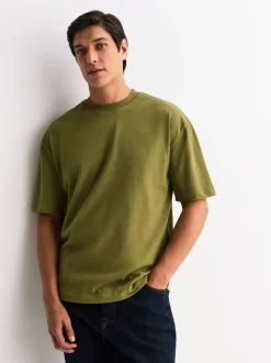 Oranje/Grijs/Groen/Marineblauw/Rood - Set van 5 ruimvallende dikke T-shirts
