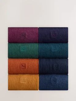 Oranje/groen/blauw - Verpakking van 8 - Frisblijvende sokken met borduursel