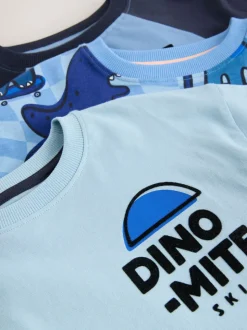 Oranje/marineblauwe met dinosaurusprint - Verpakking van 3 oversized pyjama's 3 (9mnd -10jr)