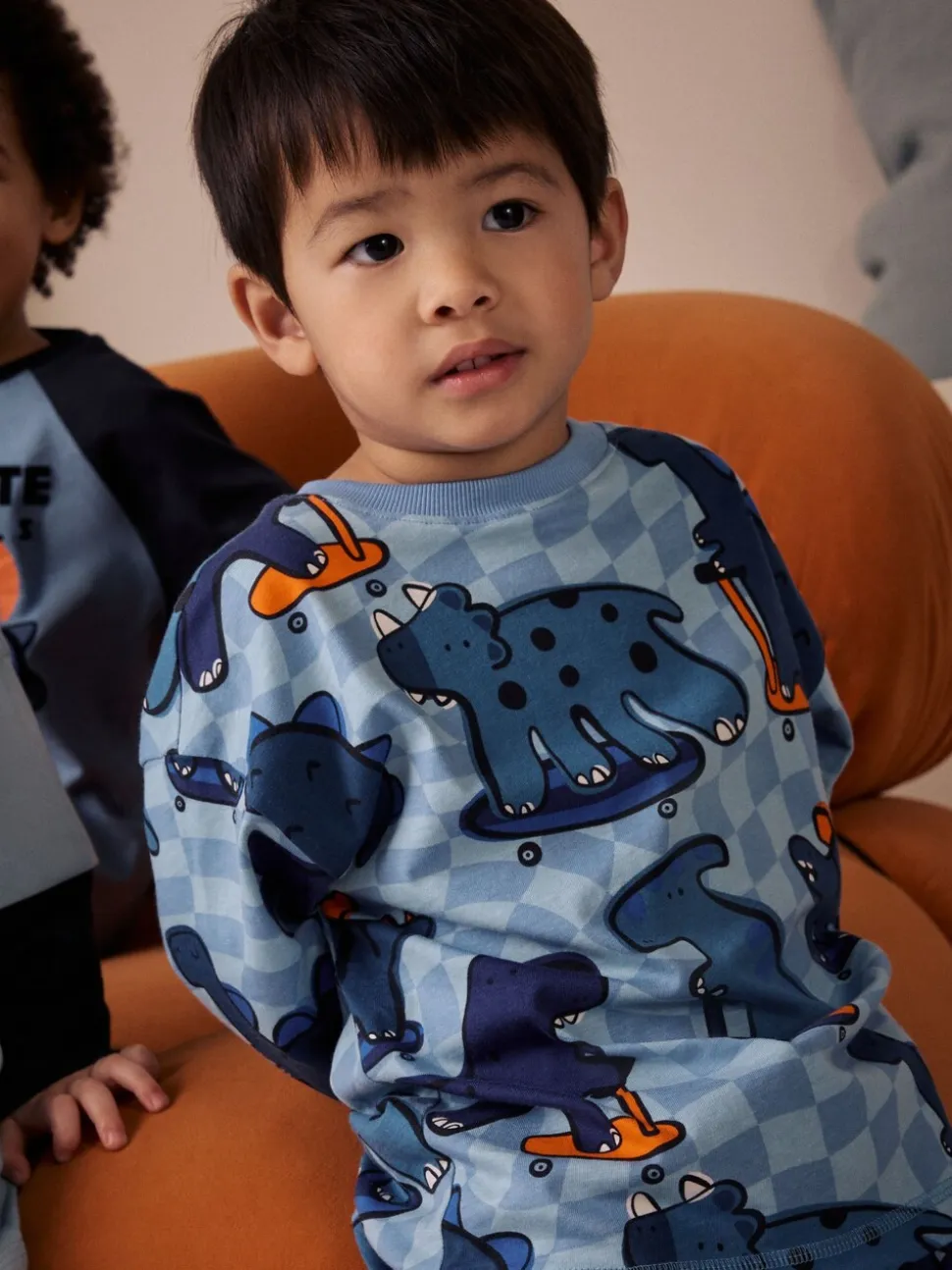 Oranje/marineblauwe met dinosaurusprint - Verpakking van 3 oversized pyjama's 3 (9mnd -10jr)