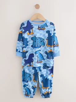 Oranje/marineblauwe met dinosaurusprint - Verpakking van 3 oversized pyjama's 3 (9mnd -10jr)