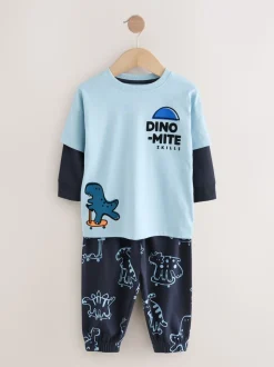 Oranje/marineblauwe met dinosaurusprint - Verpakking van 3 oversized pyjama's 3 (9mnd -10jr)