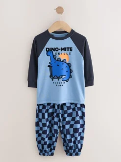 Oranje/marineblauwe met dinosaurusprint - Verpakking van 3 oversized pyjama's 3 (9mnd -10jr)