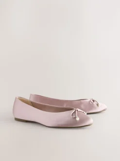 Oudroze - Ballerina's met pareleffect en strikdetail voor bruidsmeisjes
