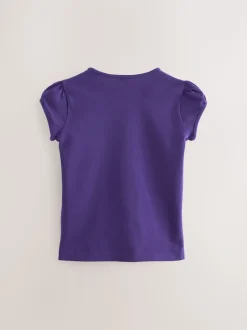 Paars - 2 -pack T-shirts met pofmouwen (3-16jaar)