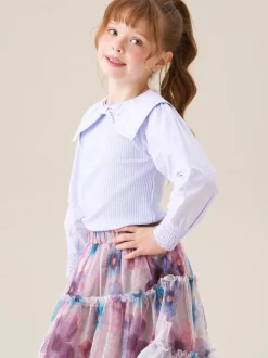 Paars - Angel & Rocket Elise Bow Collar Long Sleeve Blouse