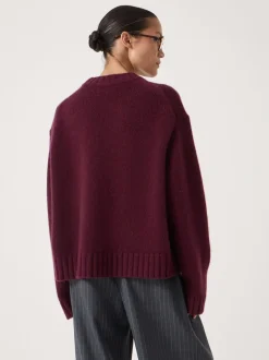 Paars - Hush Cora Relaxed Chunky Cashmere Crew Jumper