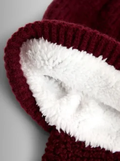 Paars - JoJo Maman Bébé Embroidered Cable Hat