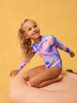 Paars - Long Sleeve Sunsafe Swimsuit (3mths-16yrs)
