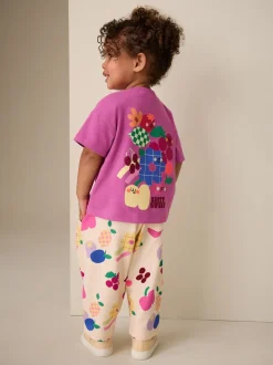 Paars - Short Sleeve T-Shirt and Joggers Barrel Set (3mths-7yrs)
