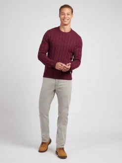 Paars - U.S. Polo Assn. Mens Cable Knit Crew Jumper