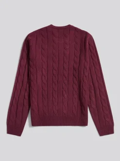 Paars - U.S. Polo Assn. Mens Cable Knit Crew Jumper