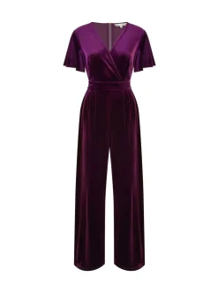 Paars - Yumi - Jumpsuit met engelenmouwen