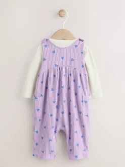 Paars hartjes - Baby Jersey Bretelbroeken en Bodysuit 2 Pieces Set (0mnd-2jr)