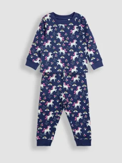 Paars met eenhoornprint - JoJo Maman Bébé Print Glow In The Dark Jersey Pyjamas