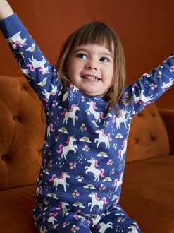 Paars met eenhoornprint - JoJo Maman Bébé Print Glow In The Dark Jersey Pyjamas