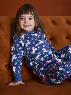 Paars met eenhoornprint - JoJo Maman Bébé Print Glow In The Dark Jersey Pyjamas