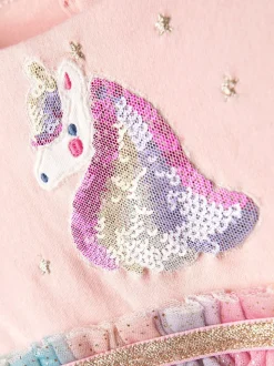 Paars met eenhoornprint - JoJo Maman Bébé feestjurk met tule-applicatie