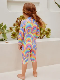 Paars met regenboog - Zonbeschermend badpak met lange pijpen (3 mnd-7 jr)
