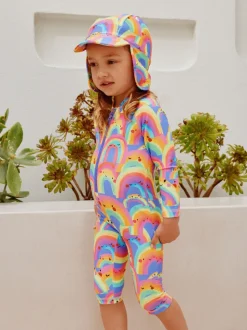 Paars met regenboog - Zonbeschermend badpak met lange pijpen (3 mnd-7 jr)