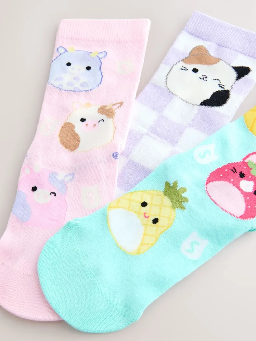 Paars/aqua - Cotton Rich Squishmallows Ankle Socks 3 Pack