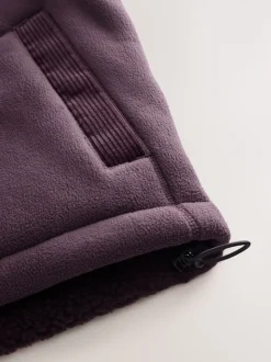 Paarsblauw - Cord Block Zip Through Funnel Fleece