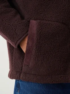 Paarsblauw - Cord Block Zip Through Funnel Fleece
