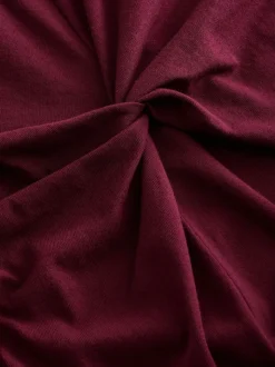 Paarsblauw - Zomerse T-shirtjurk met draai en korte mouwen