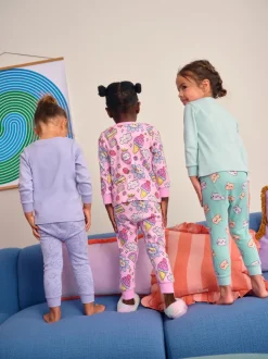 Paarse kattenprint - Verpakking van 3 knusse pyjama's (9 mnd-10 jr)