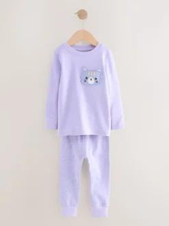 Paarse kattenprint - Verpakking van 3 knusse pyjama's (9 mnd-10 jr)