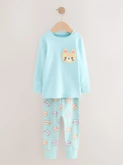 Paarse kattenprint - Verpakking van 3 knusse pyjama's (9 mnd-10 jr)