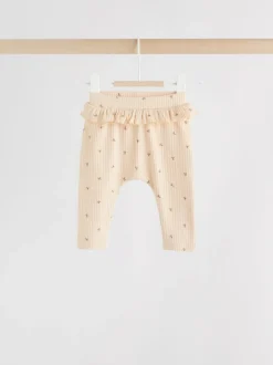Paars/geel/crème met fijne print - Verpakking van 4 babyleggings (0 mnd -2 jr)