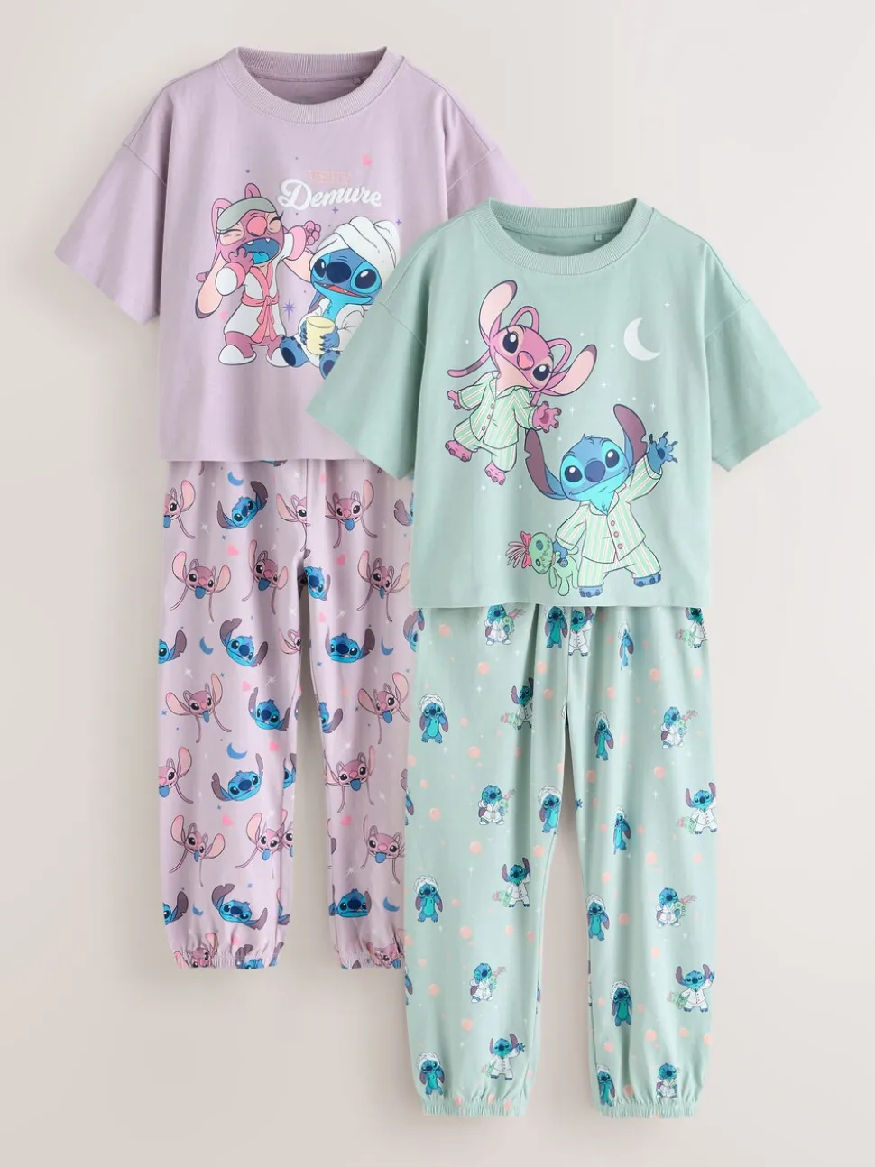Paars/groen - Lilo & Stitch Joggers Pyjamas 2 Pack (3-16yrs)