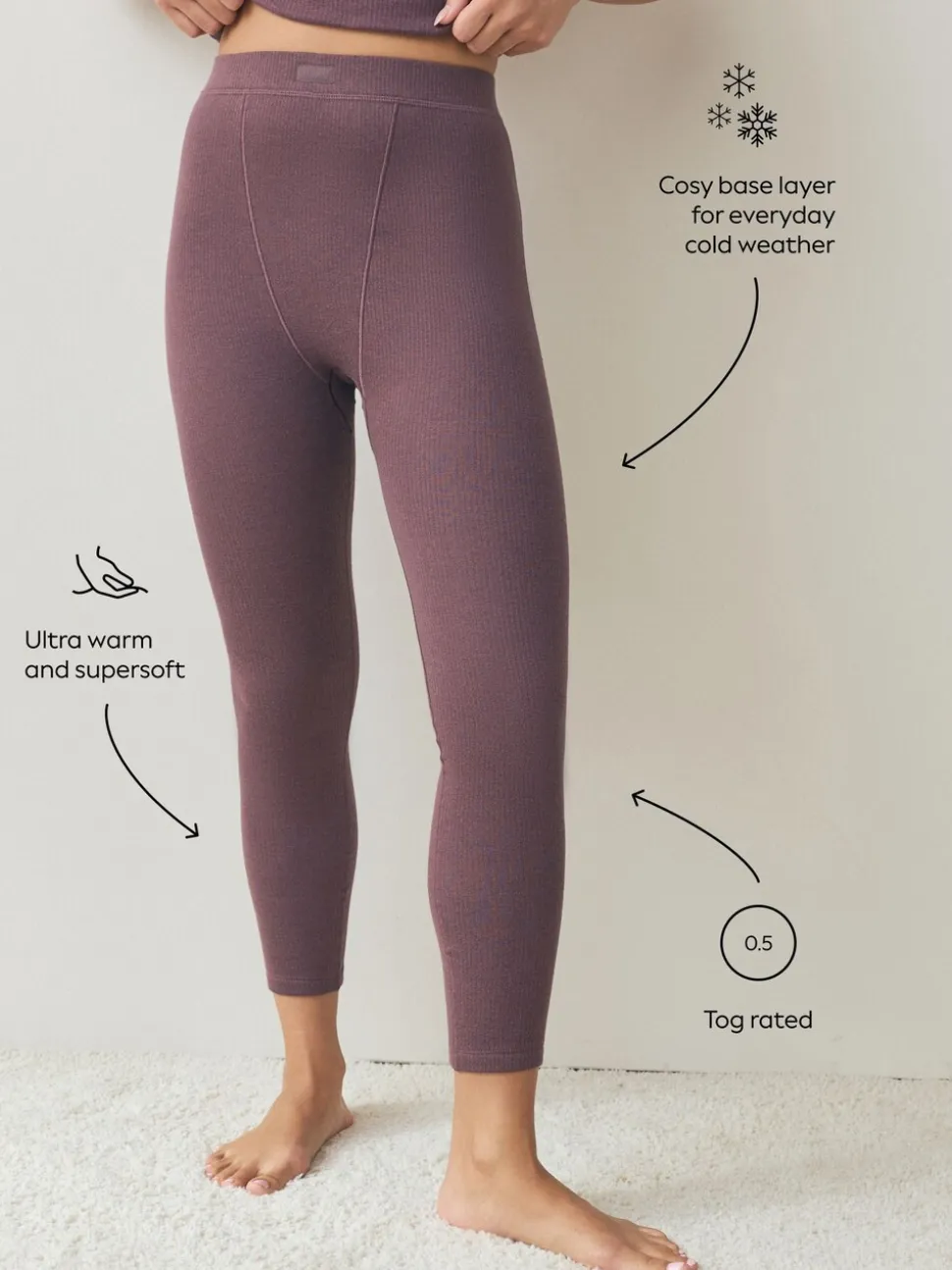 Paarsrood - Thermal Maximum Warmth Cosy Ribbed Legging