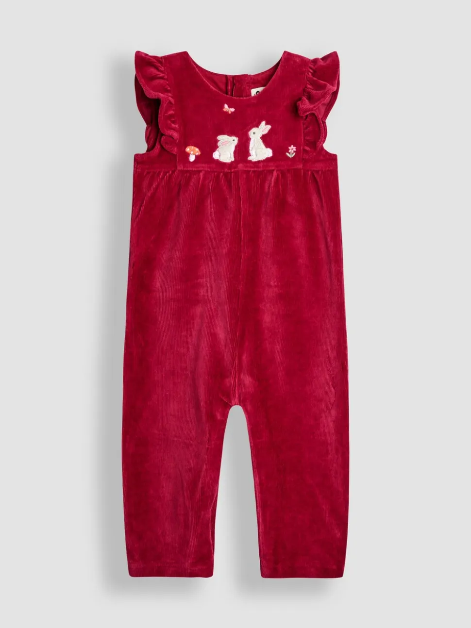 Paarsrood met konijnenprint - JoJo Maman Bébé Appliqué Velour Dungarees & Top Set