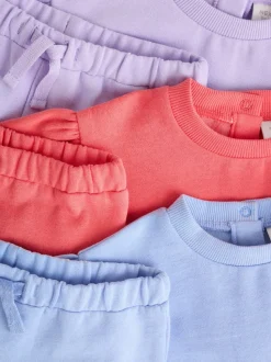 Paars/roze/blauw - Baby sweatshirt en joggingbroek 6 -delige set (0mnd -2jr)