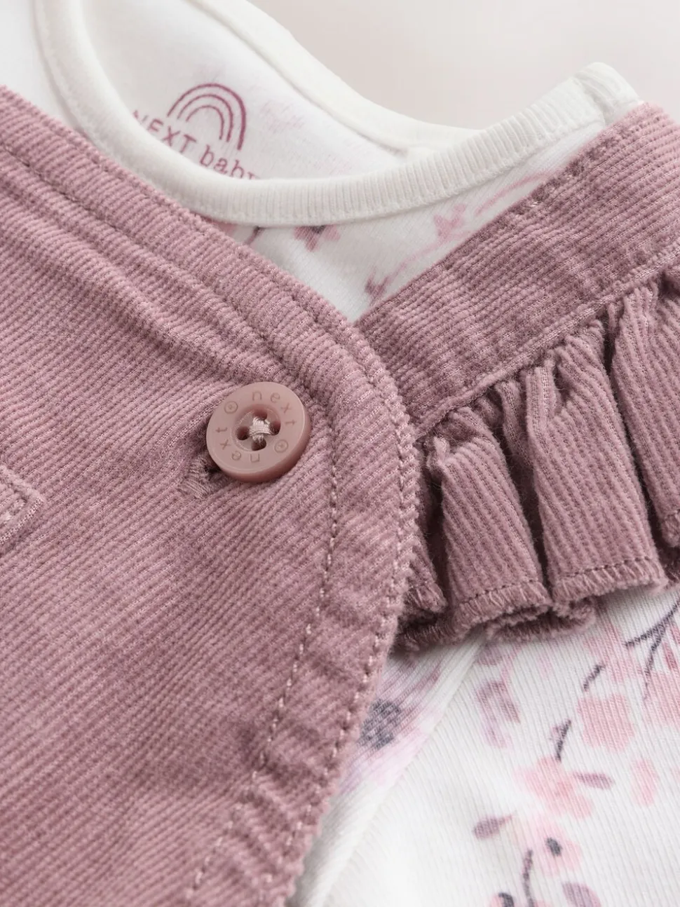 Paars/wit - Corduroy Baby Rompertje en Bodysuit met Lange mouwen en Panty's 3 -delige Set (0mnd -2jr)