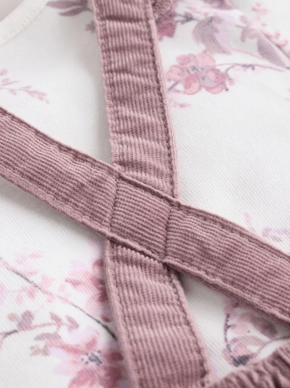 Paars/wit - Corduroy Baby Rompertje en Bodysuit met Lange mouwen en Panty's 3 -delige Set (0mnd -2jr)
