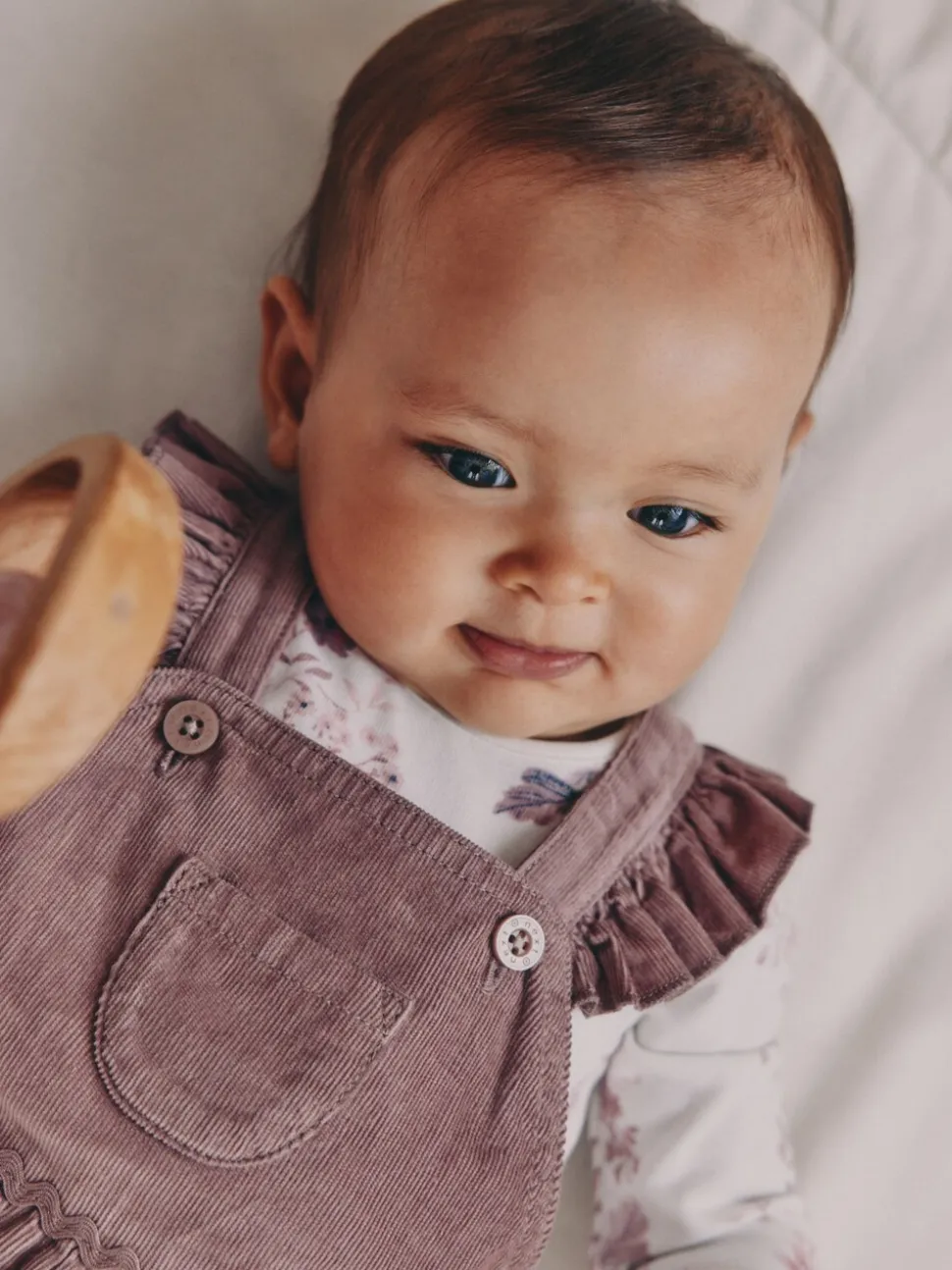 Paars/wit - Corduroy Baby Rompertje en Bodysuit met Lange mouwen en Panty's 3 -delige Set (0mnd -2jr)