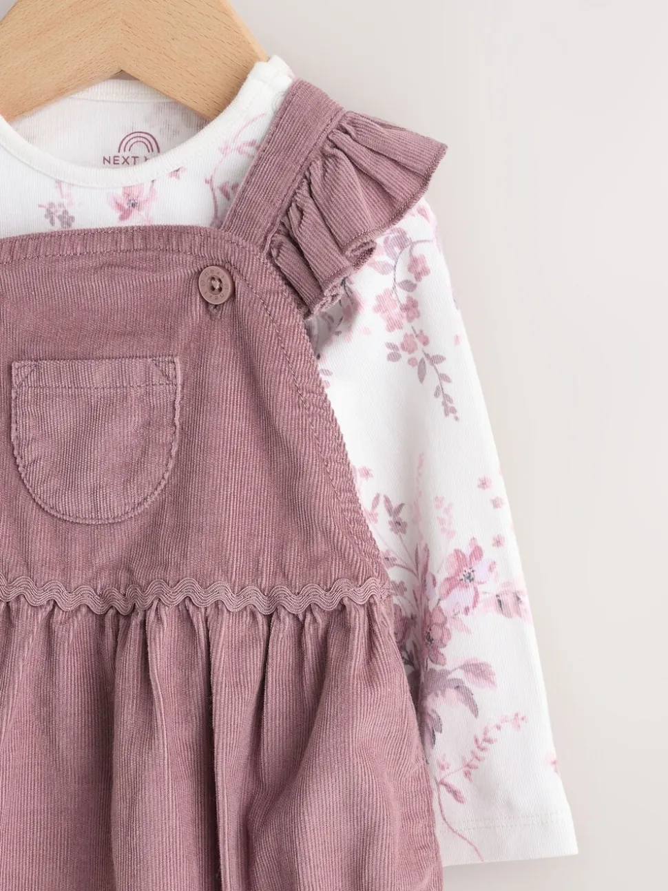 Paars/wit - Corduroy Baby Rompertje en Bodysuit met Lange mouwen en Panty's 3 -delige Set (0mnd -2jr)