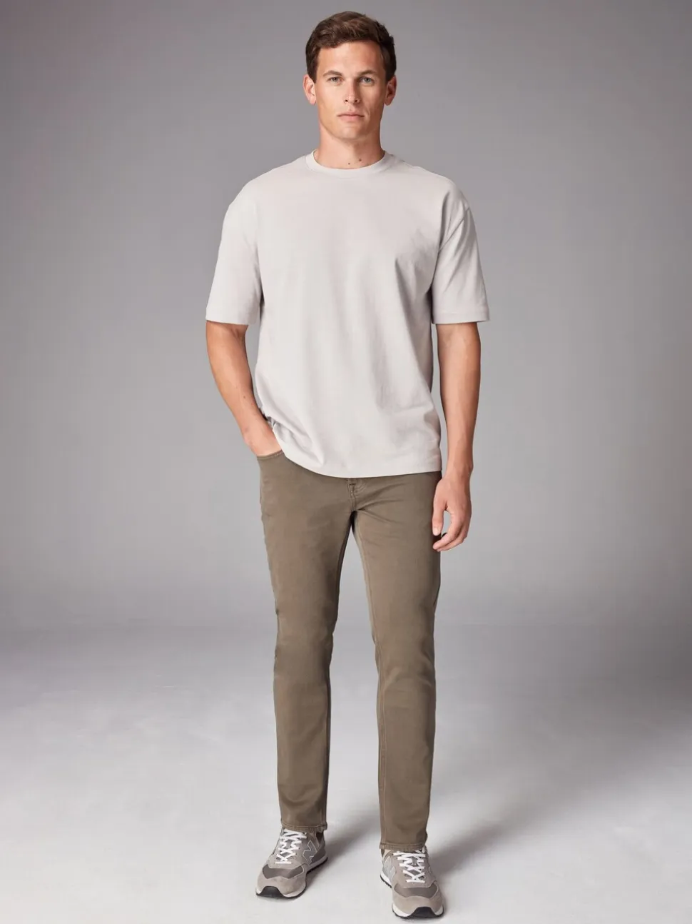 Paddenstoelbruin - Slim Fit - Comfortabele stretchjeans