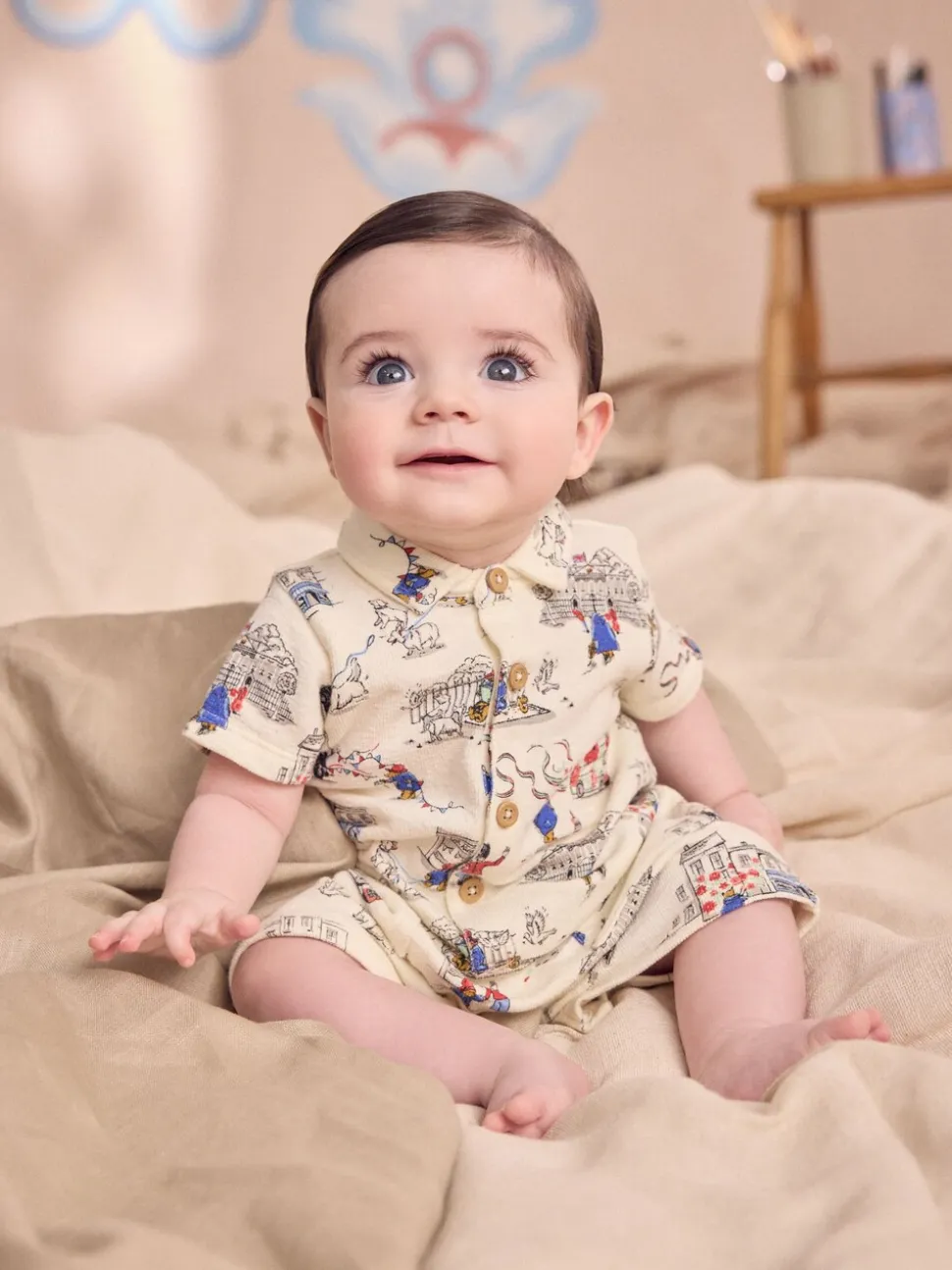 Paddington Bear Baby met kraagje - 100% katoenen Cath Kidston rompertje