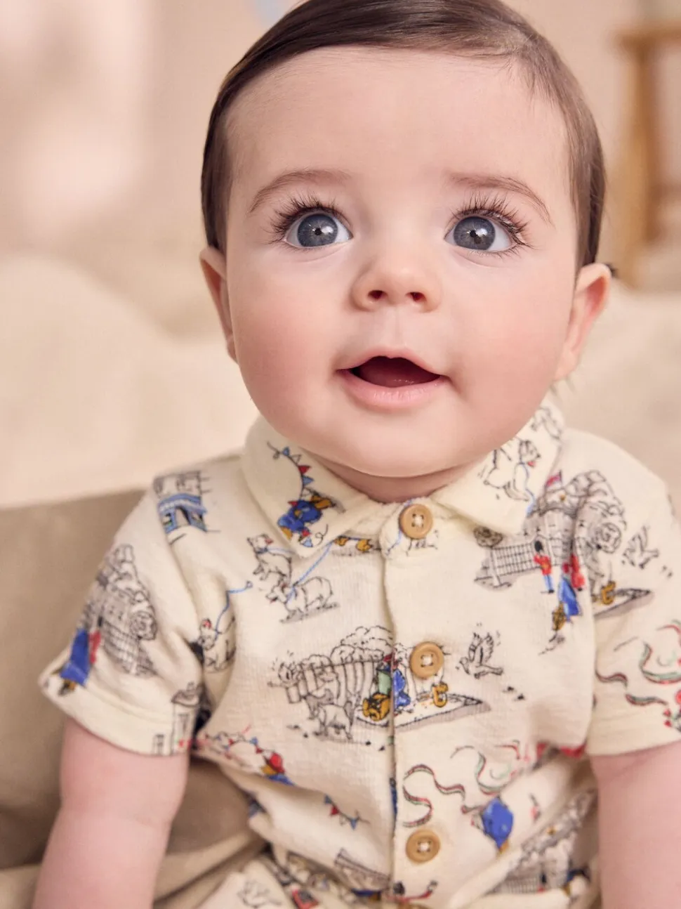Paddington Bear Baby met kraagje - 100% katoenen Cath Kidston rompertje