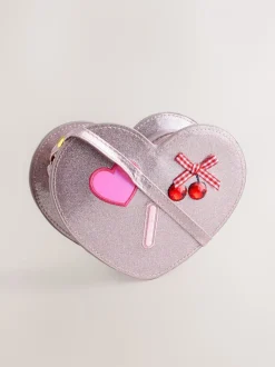 Pale Pink/ Metallic - Gem Heart Initial Bag