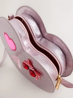 Pale Pink/ Metallic - Gem Heart Initial Bag